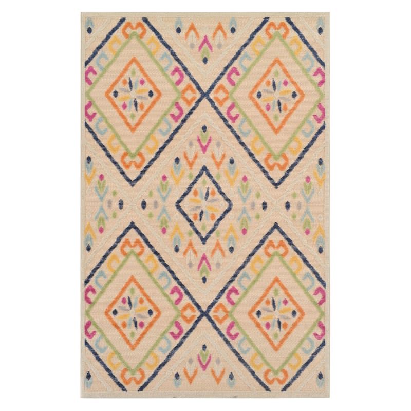 (e287) Yellow & Ivory Diamond Design Indoor & Outdoor Rug Intended For Yellow Ivory Rugs (View 9 of 15)