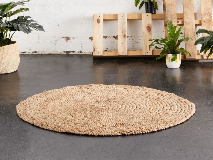 Eden Hand Braided Round Jute Rug In Natural | B2c Furniture With Regard To Jute Rugs (View 9 of 15)