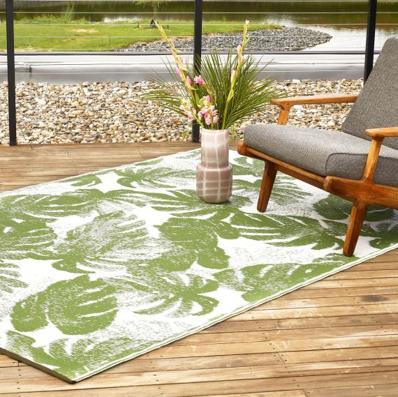 Fab Habitat Tropical Waterproof Recycled Plastic Outdoor Rug For Deck In Green Outdoor Rugs (Photo 14 of 15)