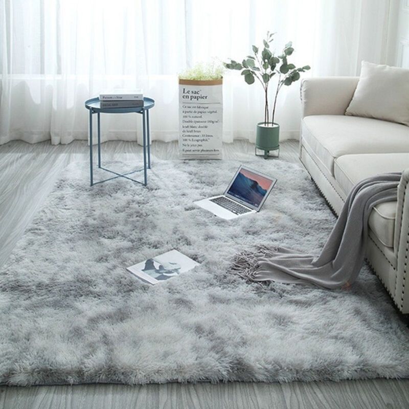 Fluffy Rugs Anti Slip Shaggy Area Rug Living Room Carpets 160x120cm  Lightgrey Throughout Ash Infinity Shag Rugs (View 14 of 15)