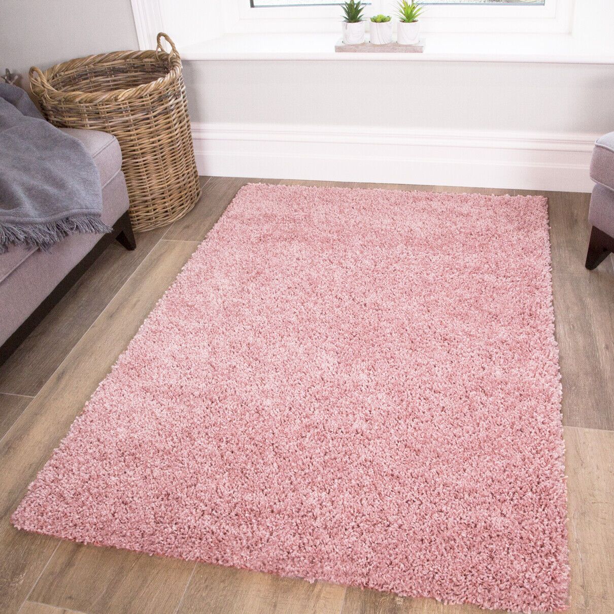 Fluffy Shaggy Rugs Baby Pink Girls Rug Thick Cosy Small Large Living Room  Rugs | Ebay For Light Pink Rugs (Photo 12 of 15)