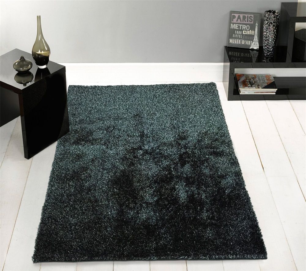 Fuzzy Shaggy Hand Tufted Area Rug In Black Ash (2 Ft X 3 Ft) – 1stopbedrooms Inside Ash Infinity Shag Rugs (Photo 12 of 15)