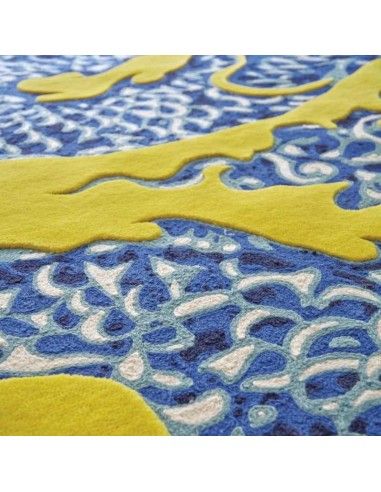 Gan Rug Chain Stitch Blue China Yellow Designedmapi Millet Price And  Details Intended For Yellow Rugs (View 15 of 15)