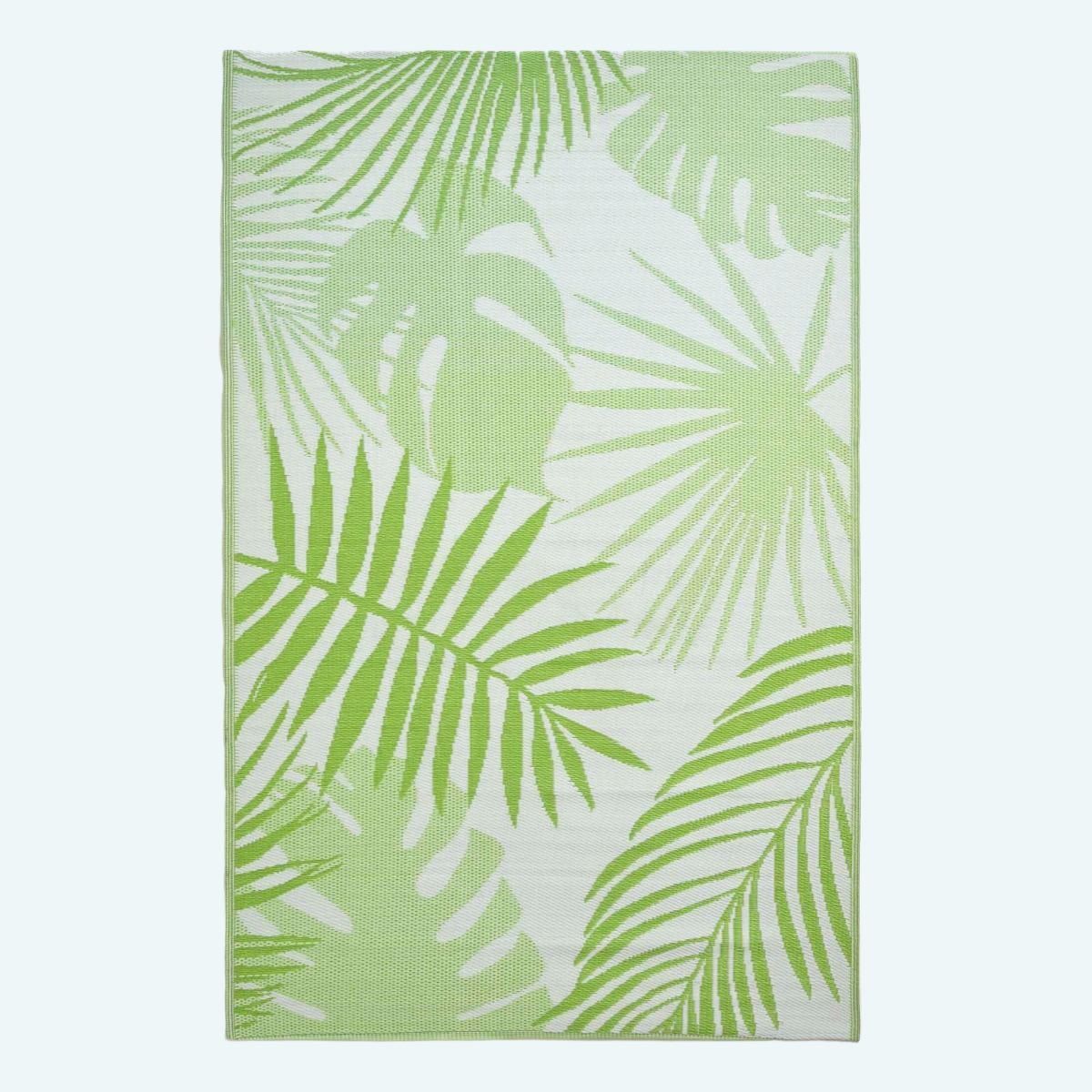 Green Tropical Leaf Pattern Reversible Outdoor Rug Within Green Outdoor Rugs (View 4 of 15)
