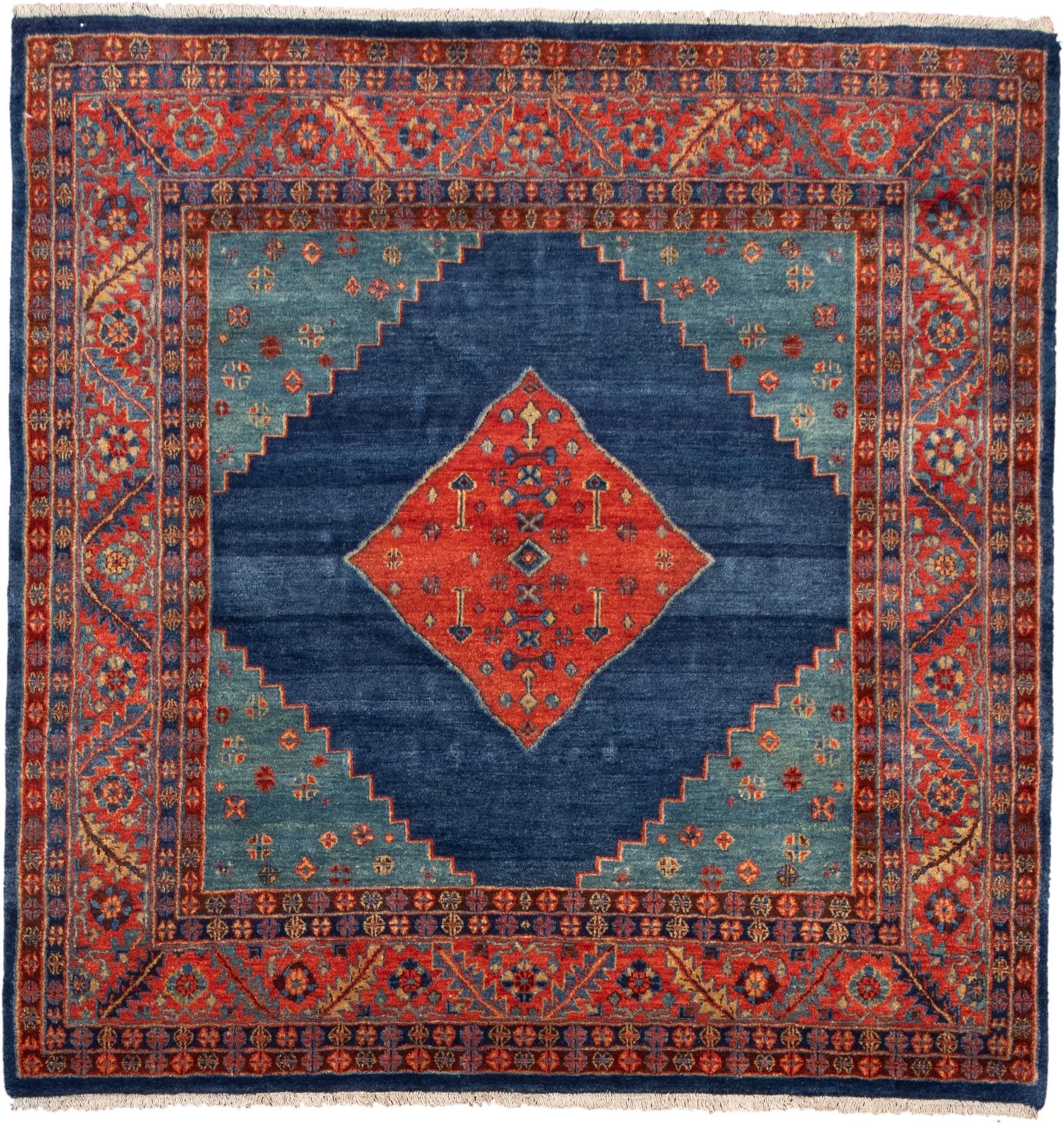 Indo Tabriz Blue Wool Square Area Rug – 2021 Rugsimple Template Throughout Blue Square Rugs (Photo 4 of 15)