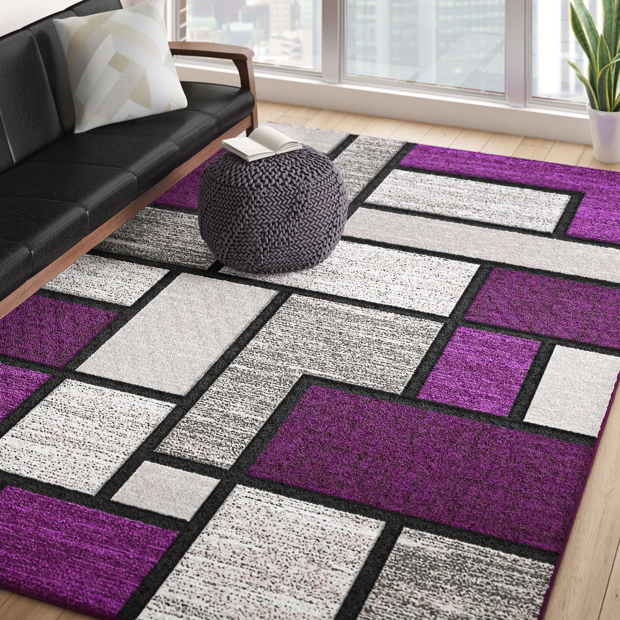 Ivy Bronx Mccampbell Performance Bland Purple Rug & Reviews | Wayfair With Purple Rugs (View 3 of 15)