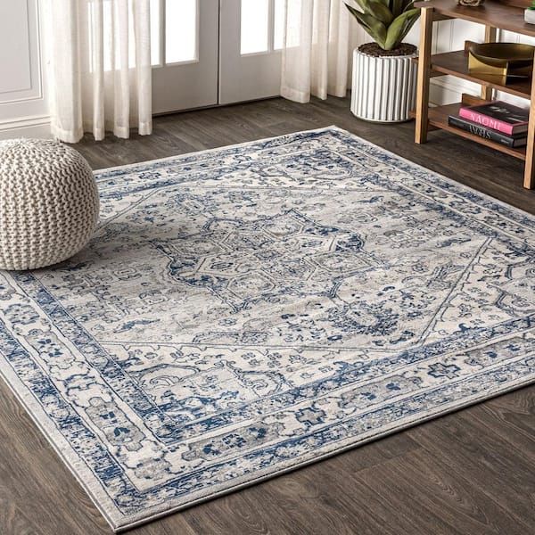 Jonathan Y Modern Persian Vintage Medallion Light Grey/navy 5 Ft. Square  Area Rug Mdp106b 5sq – The Home Depot With Modern Square Rugs (Photo 14 of 15)