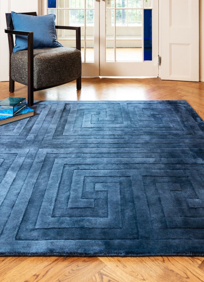 Kingsley Blue Rug – Plain Rugs – Express Rugs Uk With Blue Rugs (Photo 4 of 15)