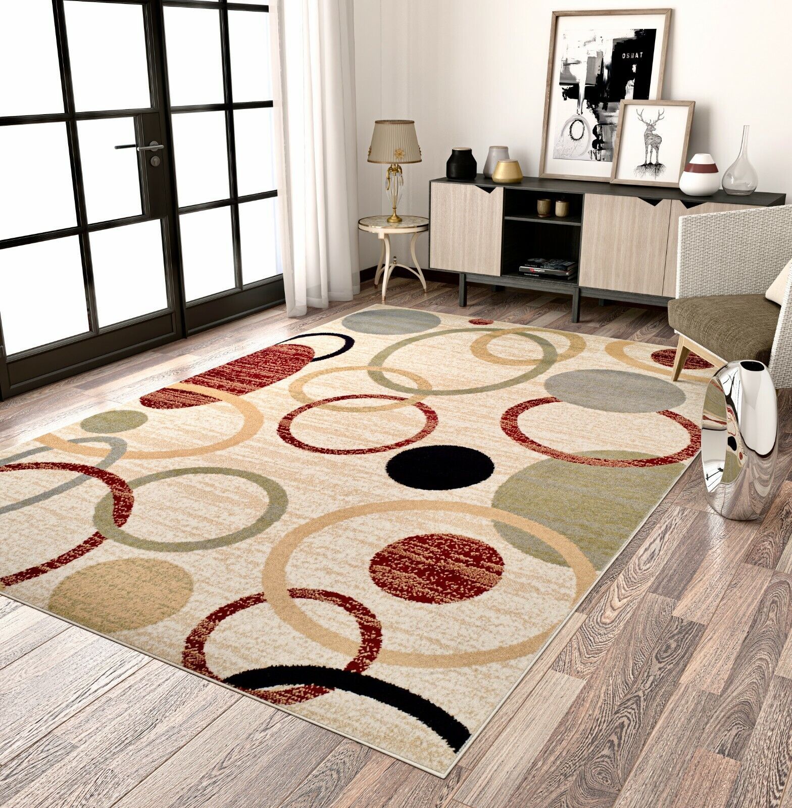 Large Modern Area Rugs 8x10 Carpet Flooring Rug Floor Cream 5x8 Rugs 5x7 |  Ebay For Modern Indoor Rugs (View 11 of 15)