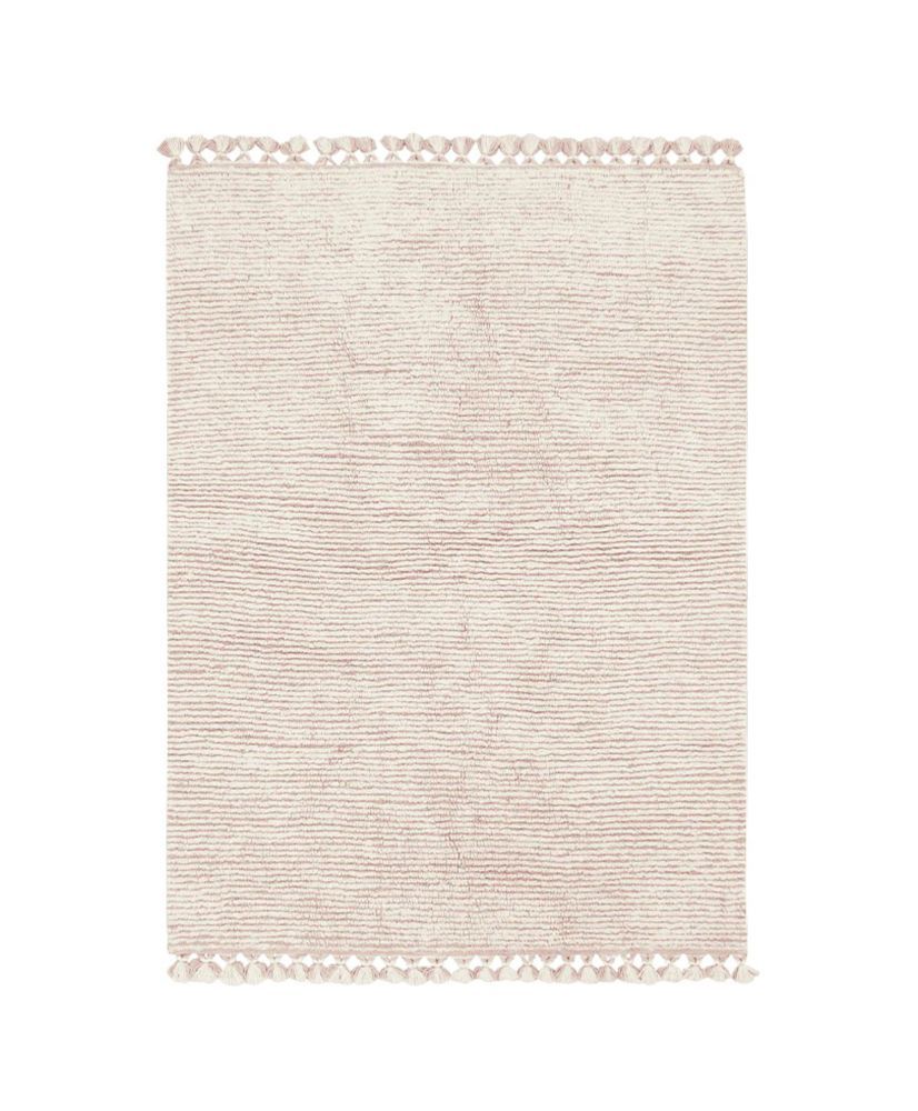Light Pink And White Wool Rug With Tassel Finish – 80 X 140 Cm With Regard To Light Pink Rugs (View 3 of 15)