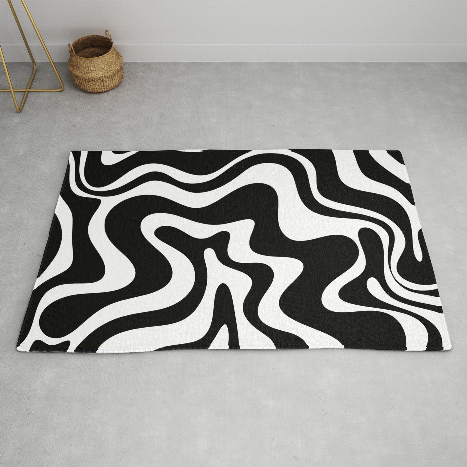 Liquid Swirl Abstract Pattern In Black And White Rugkierkegaard Design  Studio | Society6 Intended For Black And White Rugs (View 15 of 15)