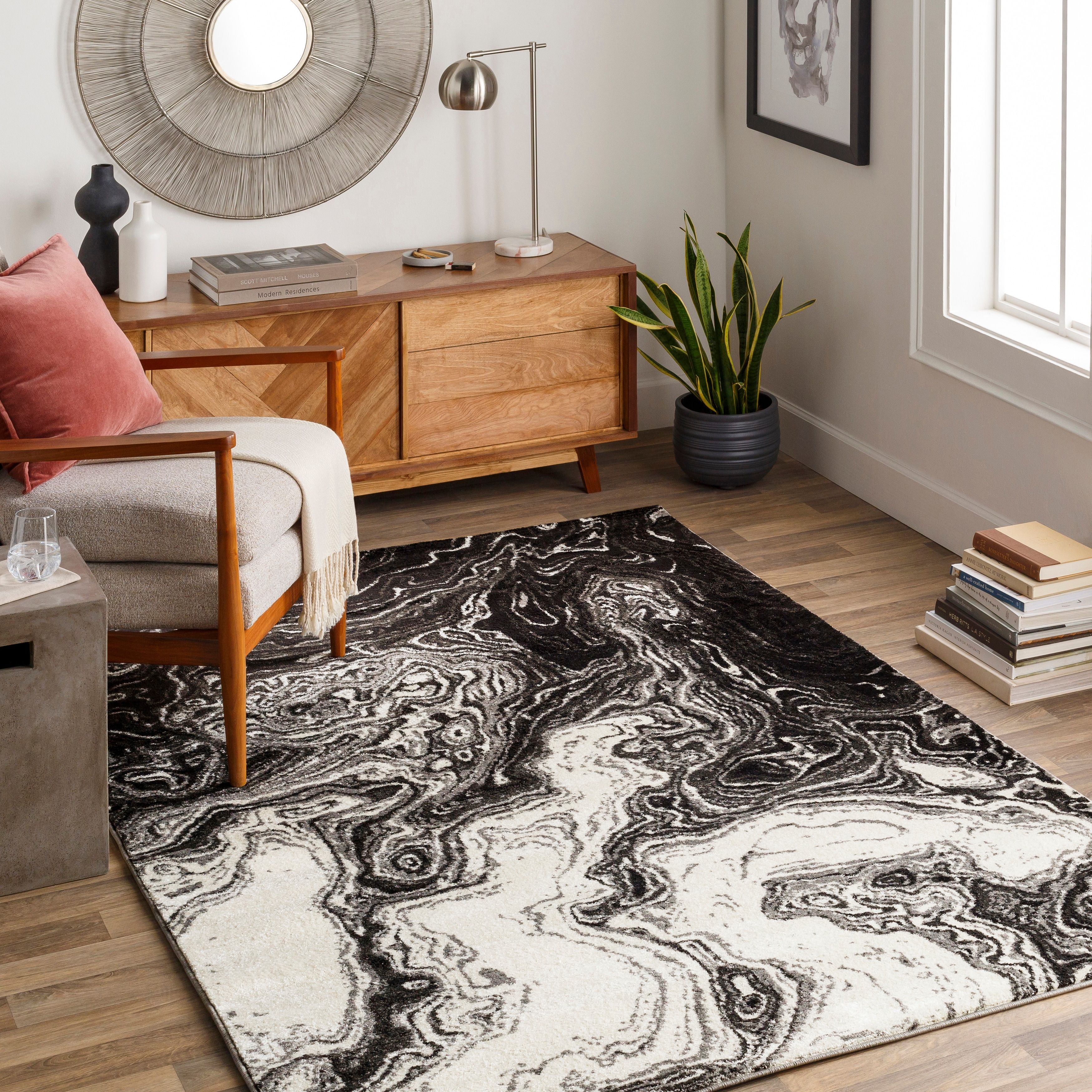 Madeline Mystic Black & Grey Area Rug – Overstock – 14102819 Throughout Ivory Madeline Rugs (Photo 14 of 15)