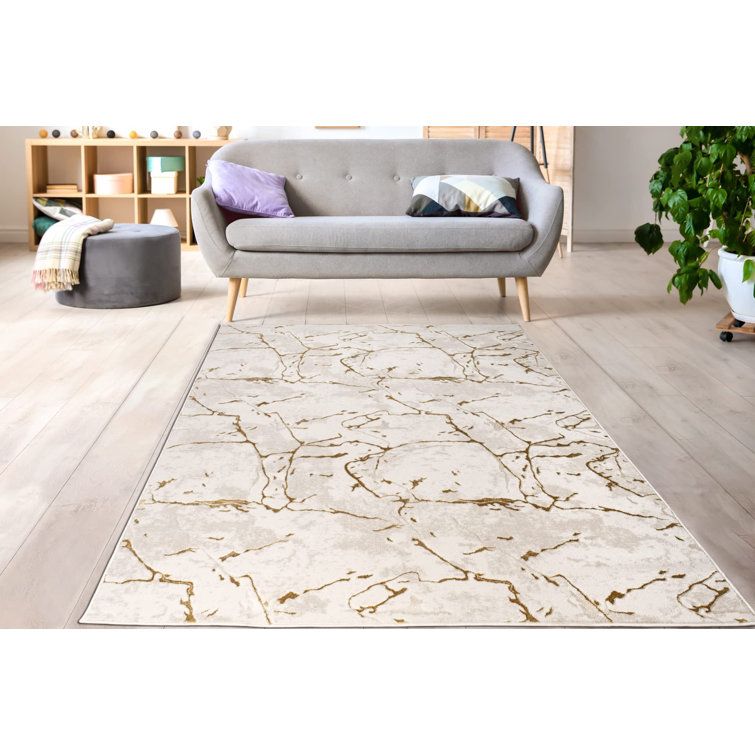 Mercer41 Abstract Modern Contemporary Area Rug For Livingroom – Gold And  Beige & Reviews | Wayfair Within Modern Indoor Rugs (View 8 of 15)