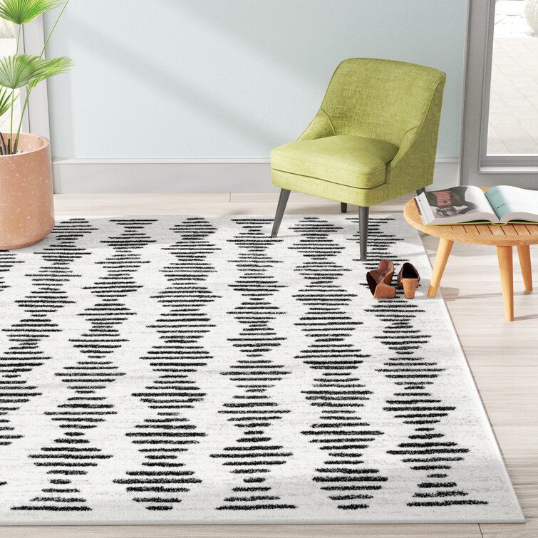 Mistana™ Castonguay Ivory/black Rug & Reviews | Wayfair With Ivory Black Rugs (View 2 of 15)