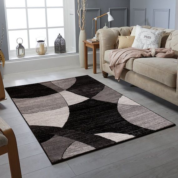 Modern Small Large Black/charcoal Rugs Living Room Carpet Non – Etsy Italia Inside Charcoal Rugs (Photo 1 of 15)