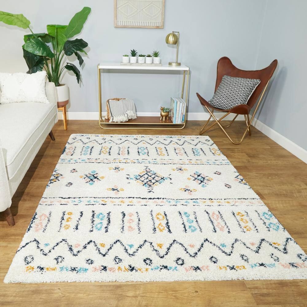 Modern & Unique Designs Of Print Veres Moroccan Shag White 5 Ft. X 7 Ft. Area  Rugbalta – Cheap Balta || Norsk Store Intended For Moroccan Shag Rugs (Photo 7 of 15)