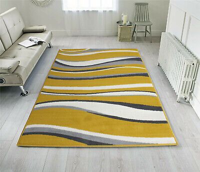 Mustard Yellow Living Room Rug Small Large Grey Ivory Ochre Rug Scandi Area  Rugs | Ebay With Yellow Ivory Rugs (Photo 7 of 15)