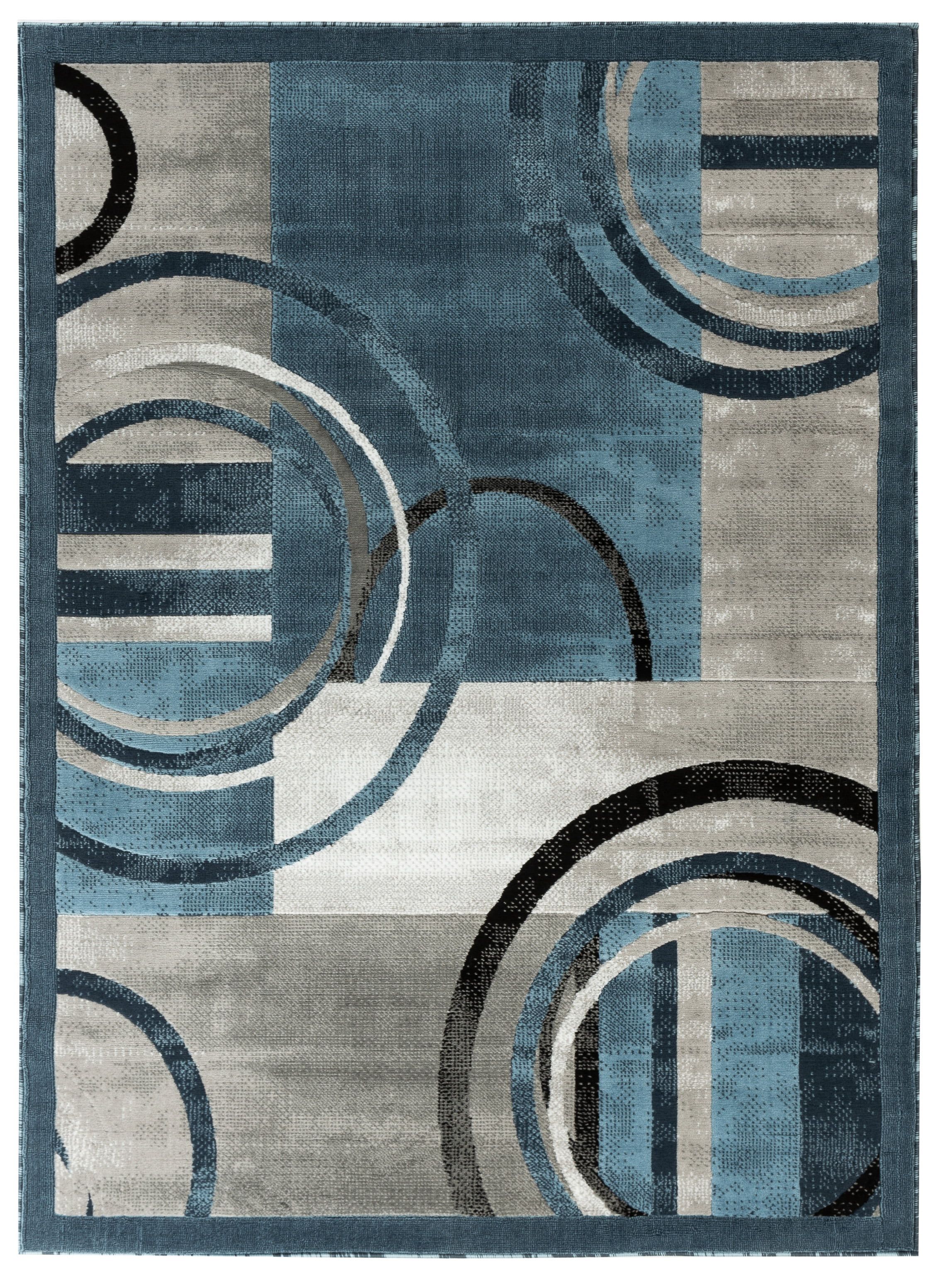 Newport Collection – Blue, Gray Abstract Modern Area Rug – Walmart Pertaining To Modern Indoor Rugs (Photo 6 of 15)