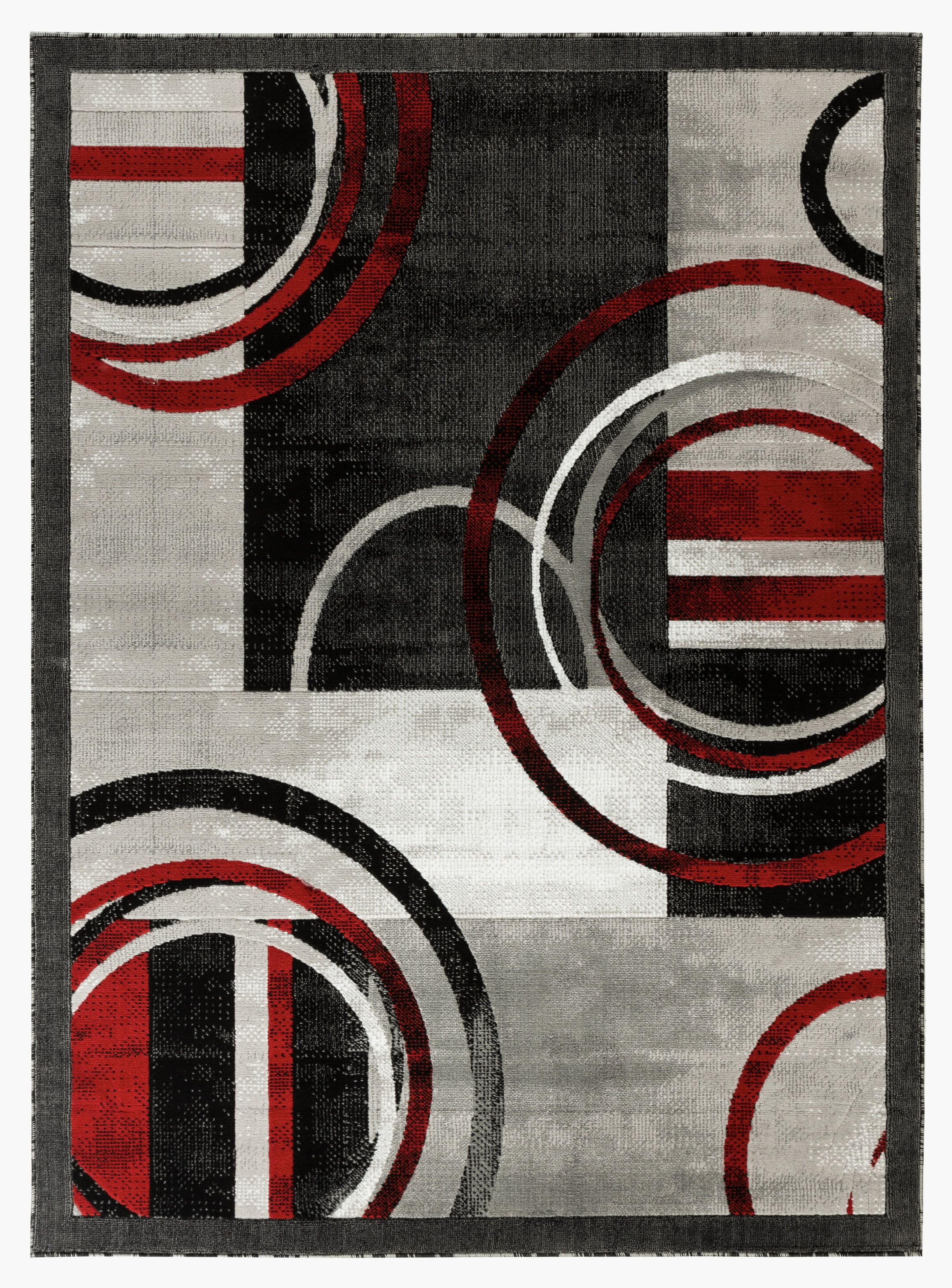 Newport Collection – Gray, Dark Gray, Burgundy Geometric Modern Area Rug –  Walmart Inside Burgundy Rugs (View 9 of 15)
