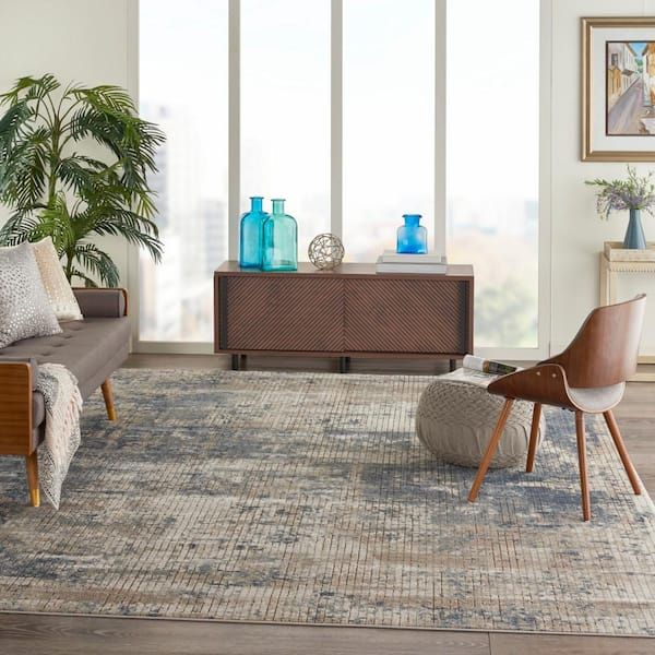 Nourison Concerto Blue/beige 9 Ft. X 12 Ft. Abstract Modern Area Rug 748829  – The Home Depot In Modern Indoor Rugs (Photo 12 of 15)