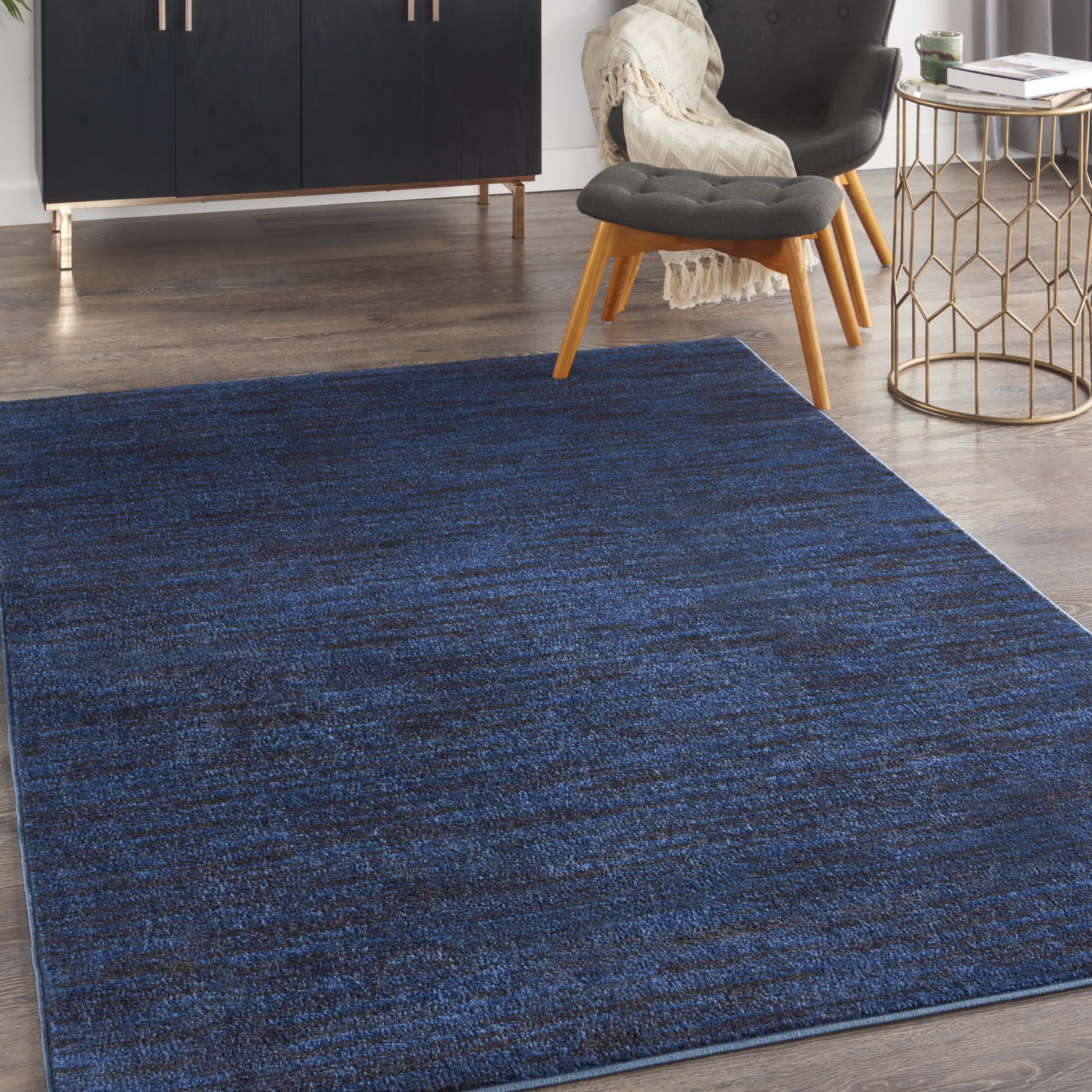 Noursion Essentials Solid Contemporary Midnight Blue 5' X 7' Area Rug, (5'  X 7') – Walmart Inside Navy Blue Rugs (View 5 of 15)