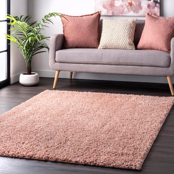 Nuloom Kara Solid Shag Pink 5 Ft. 3 In. X 7 Ft. 7 In. Area Rug Kkbx01e 5307  – The Home Depot Regarding Pink Soft Touch Shag Rugs (Photo 12 of 15)
