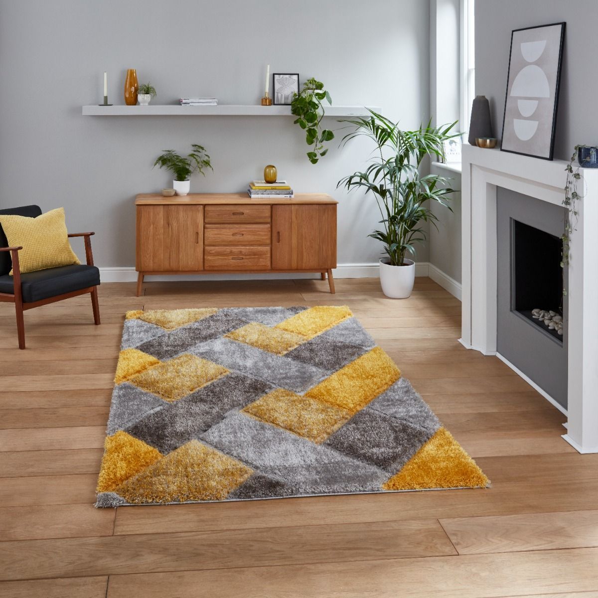 Olympia Grey And Yellow Rug 80x150cm In Yellow Rugs (View 10 of 15)