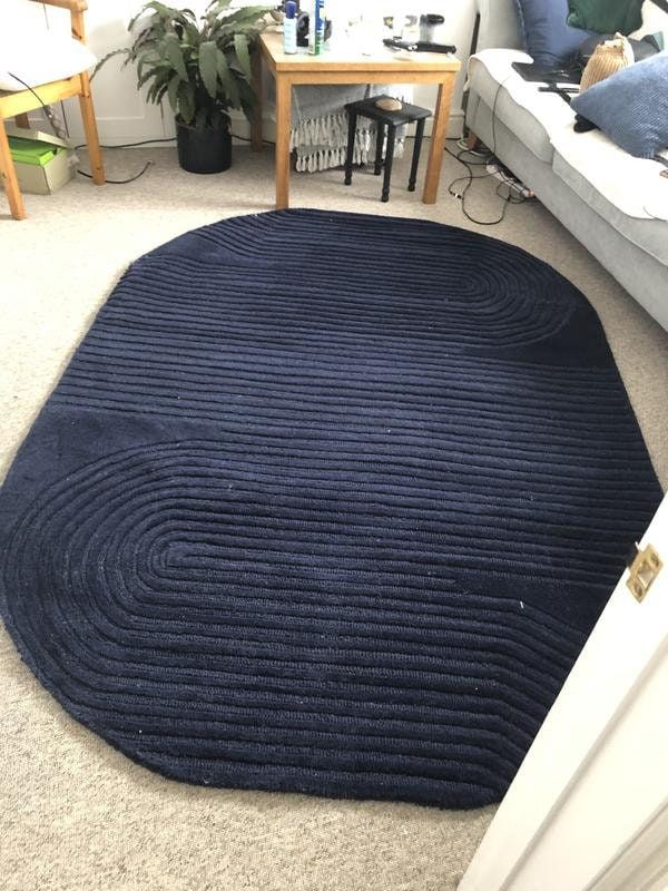 Oval Hand Tufted Dark Navy Blue Rug 4x6 5x7 5x8 8x10 Wool – Etsy With Blue Oval Rugs (View 14 of 15)