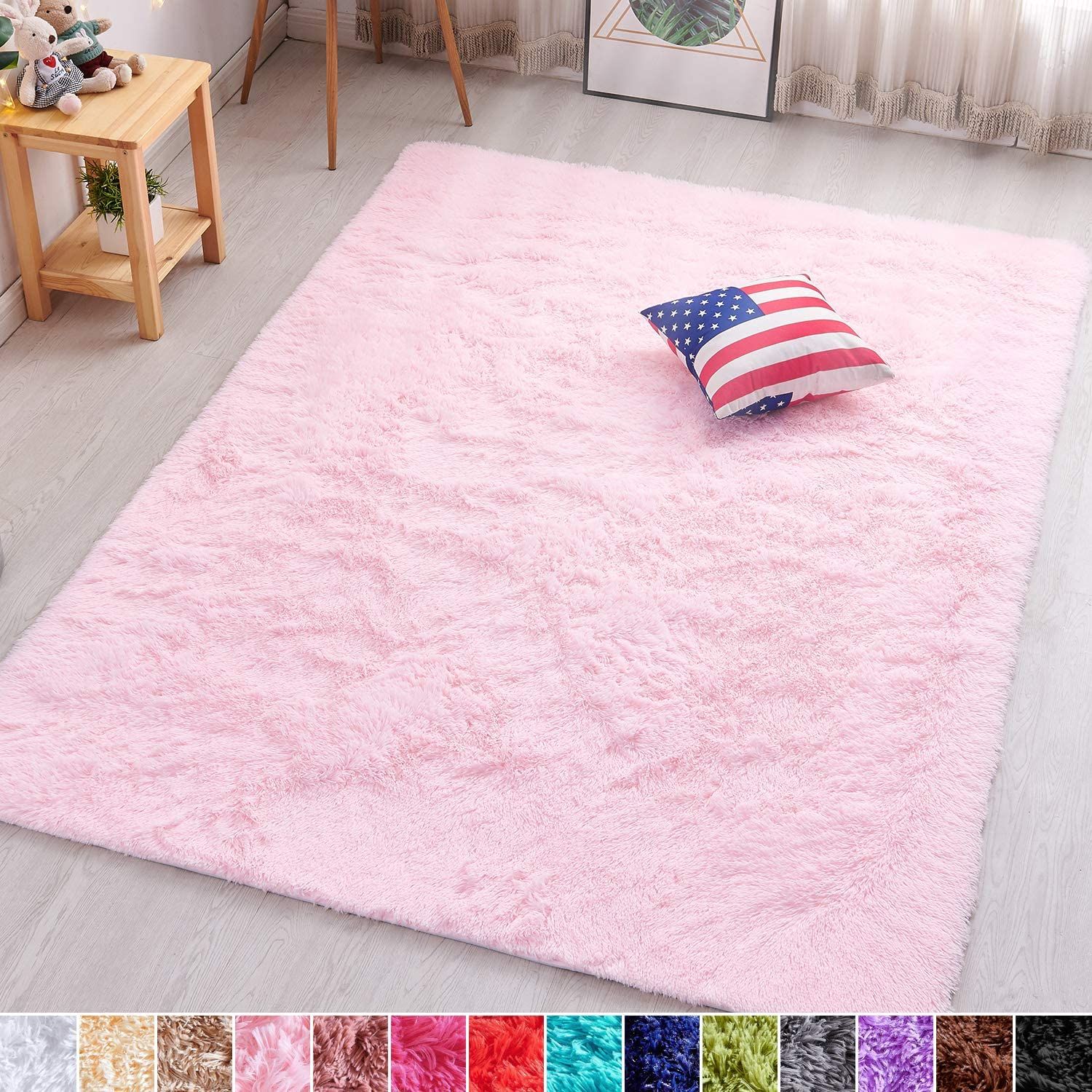 Pagisofe Pink Fluffy Shag Area Rugs For Bedroom 5x7, Soft Fuzzy Shaggy Rugs  For Living Room Carpet Nursery Floor Girls Room Dorm Rug – Walmart With Regard To Light Pink Rugs (Photo 13 of 15)