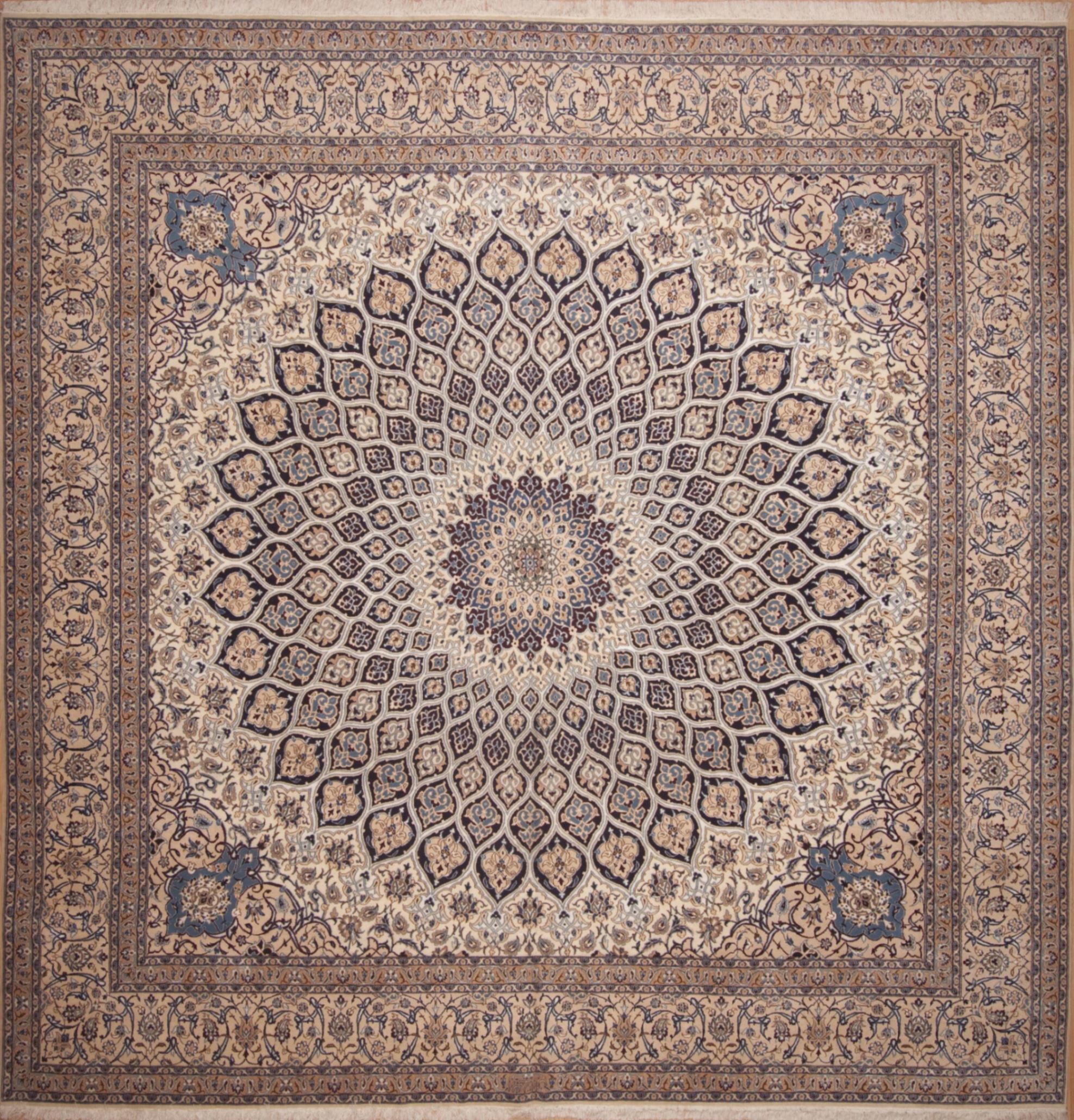 Persian Nain White Square 9 Ft And Larger Wool Carpet 11287 | Sku 11287 For Square Rugs (View 10 of 15)
