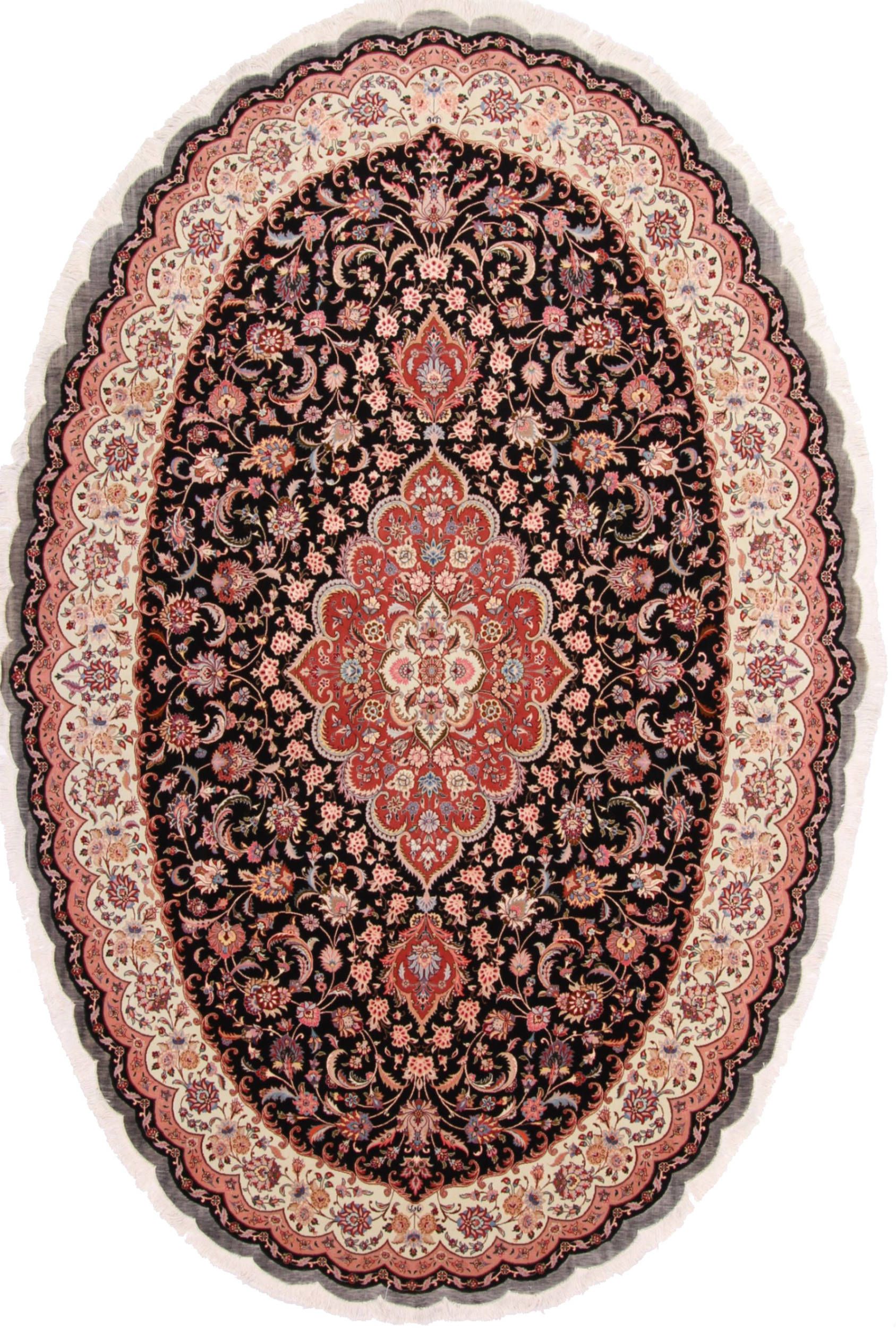 Persian Tabriz Blue Oval 7x9 Ft Wool Carpet 29125 | Sku 29125 Regarding Oval Rugs (View 6 of 15)
