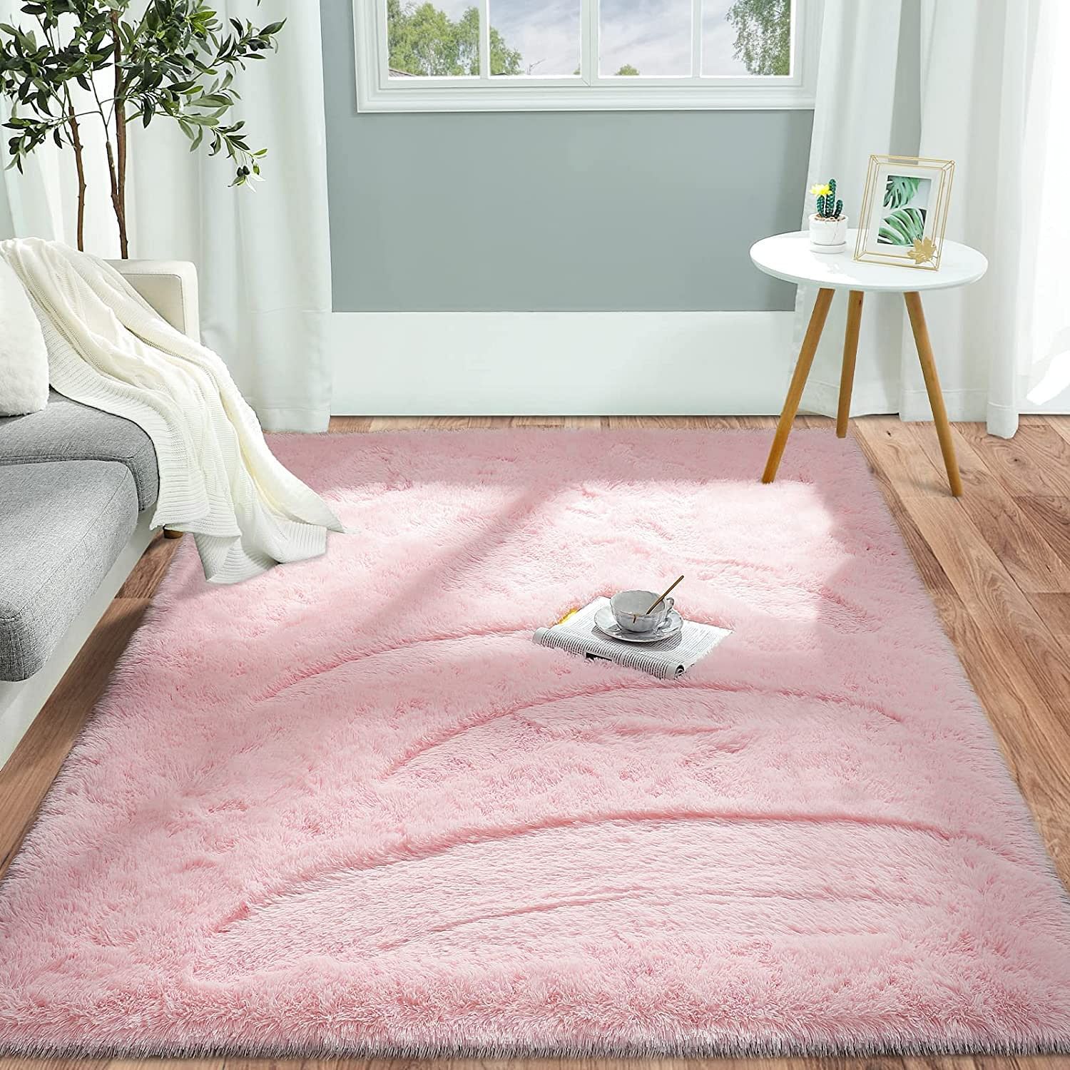 Pettop Fluffy Shaggy Area Rugs For Girls Bedroom,3x5 | Ubuy India Intended For Light Pink Rugs (View 9 of 15)