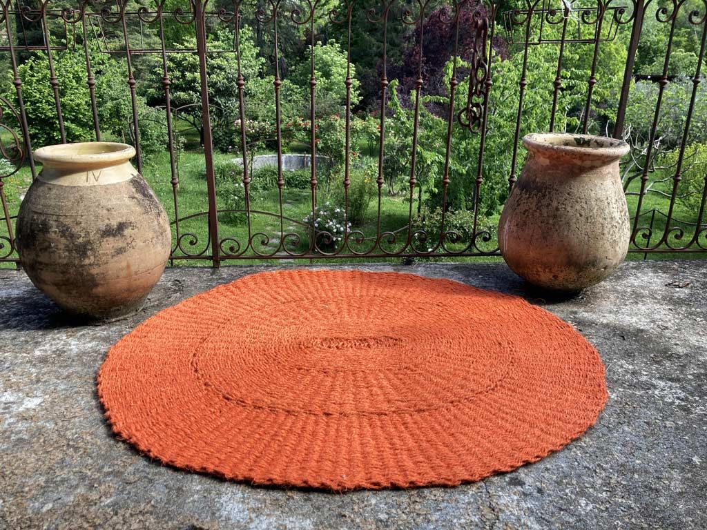 Plain Color Large Oval Rug | La Scourtinerie Intended For Orange Round Rugs (Photo 5 of 15)