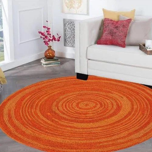 Plain Hand Weave Jute Orange Dye Round Rag Rug, Size: 3x3 Feet At Rs 70/sq  Ft In Jaipur Intended For Orange Round Rugs (Photo 8 of 15)