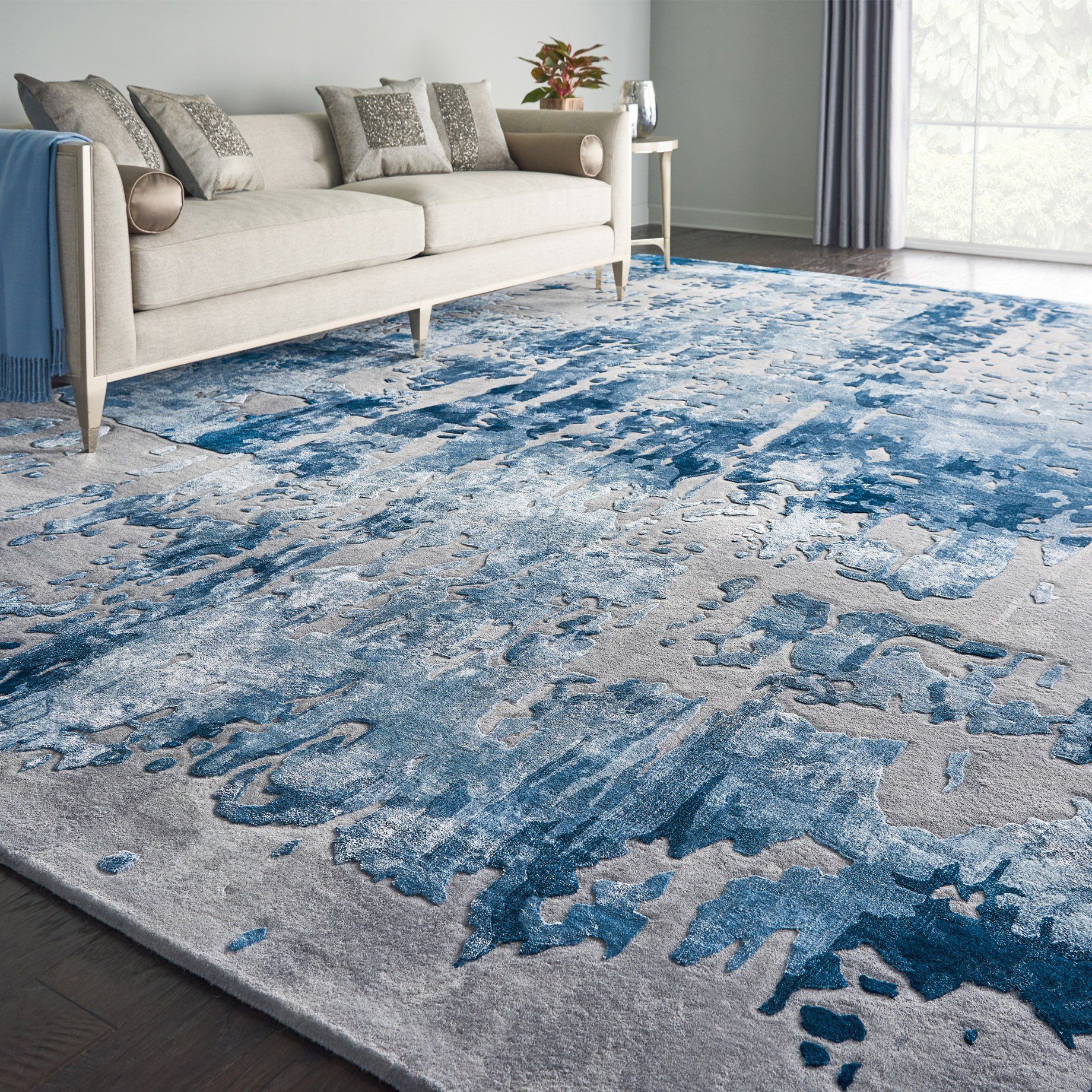Prismatic Blue Grey 226 X 168cm Wool Rug For Blue Rugs (Photo 3 of 15)