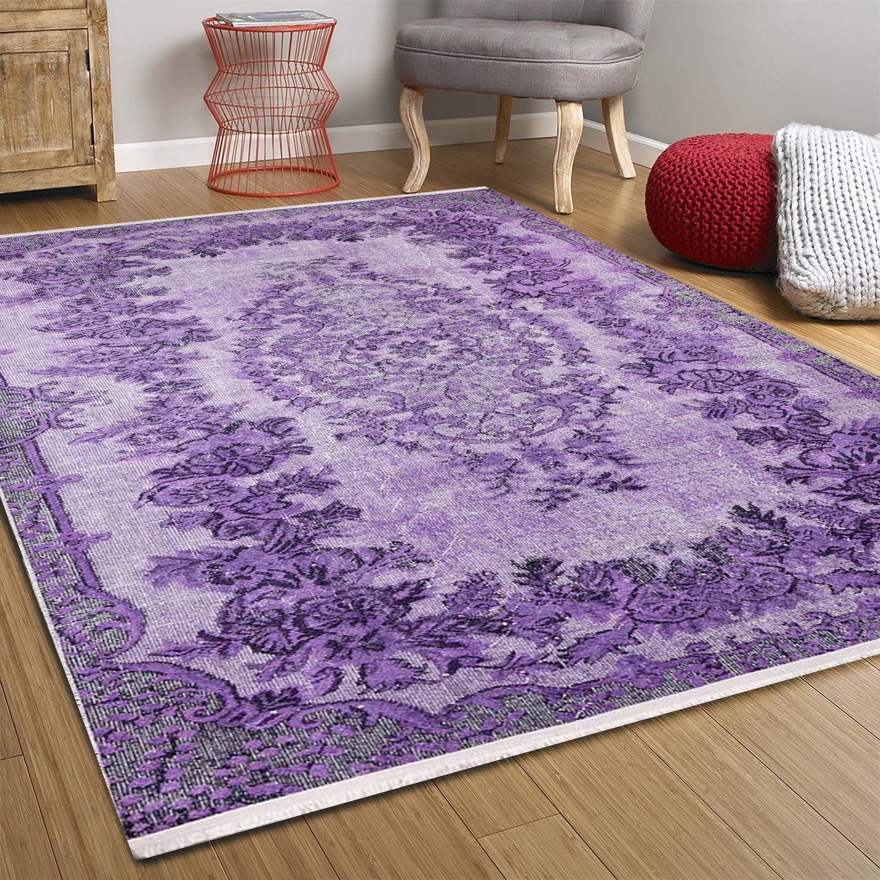 Purple Turkish Rug Distressed Faded Area Rugs 10x13 9x12 8x10 – Etsy Intended For Purple Rugs (View 9 of 15)