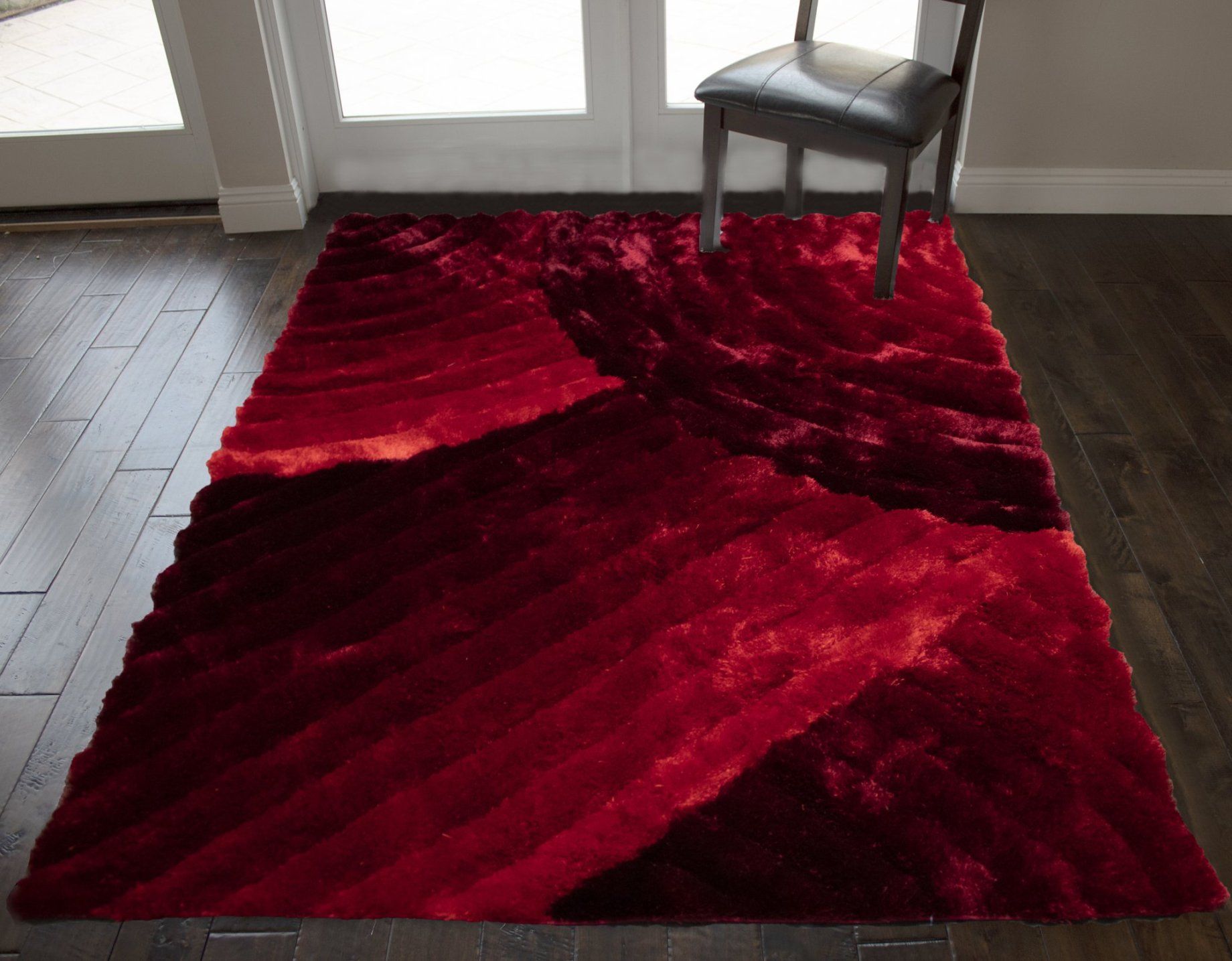 Red Deep Red Lipstick Red Bright Red Two Tone Color Shaggy Shag Area Rug 8  X 10 High End Designer Look Pile Height Solid Fuzzy Quality Carpet Bedroom  Bathroom Living Room – Walmart Within Red Solid Shag Rugs (Photo 15 of 15)