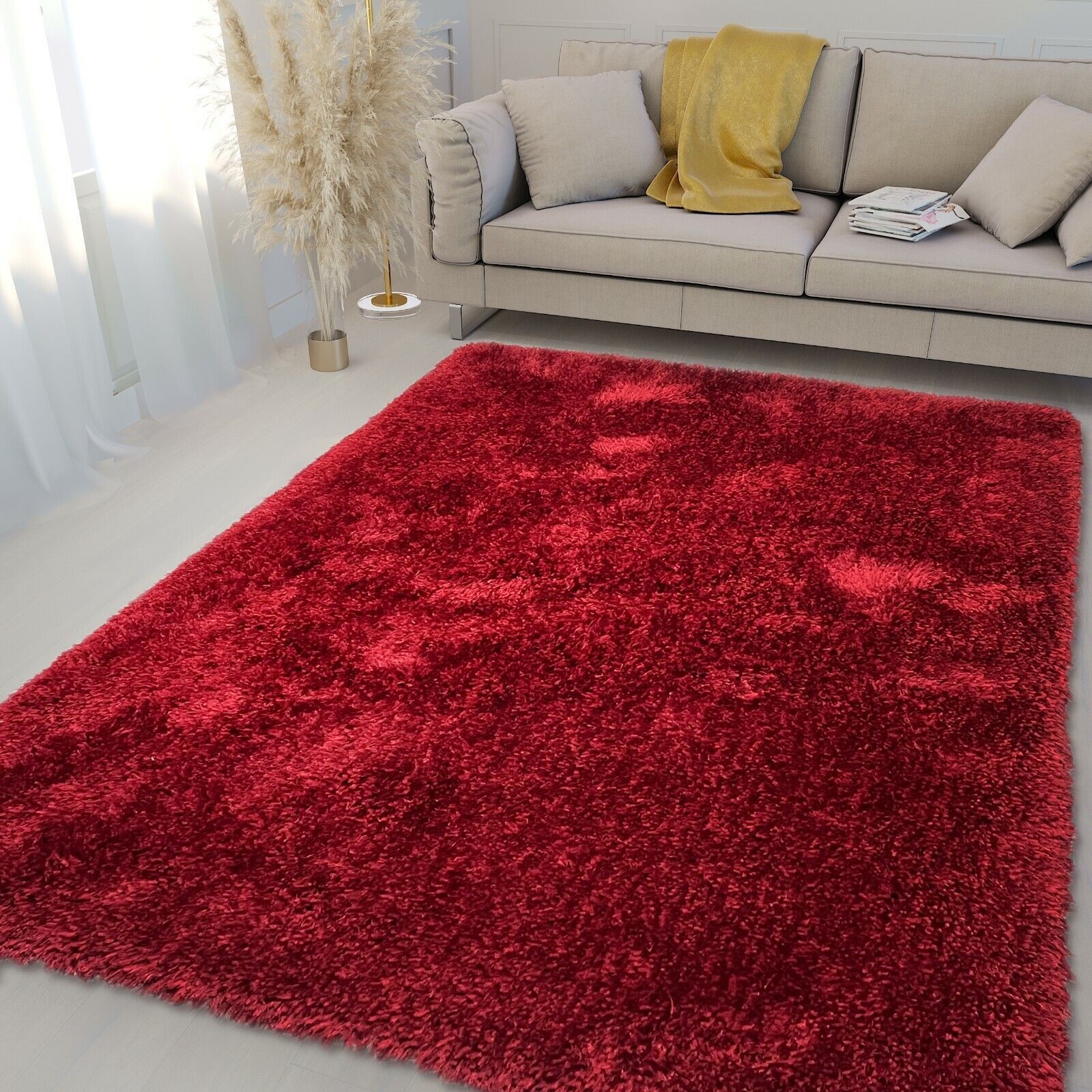 Red Shag Area Rug 5x7 Shaggy Carpet Solid Soft Plush Pile 749995692950 |  Ebay Intended For Red Solid Shag Rugs (Photo 14 of 15)