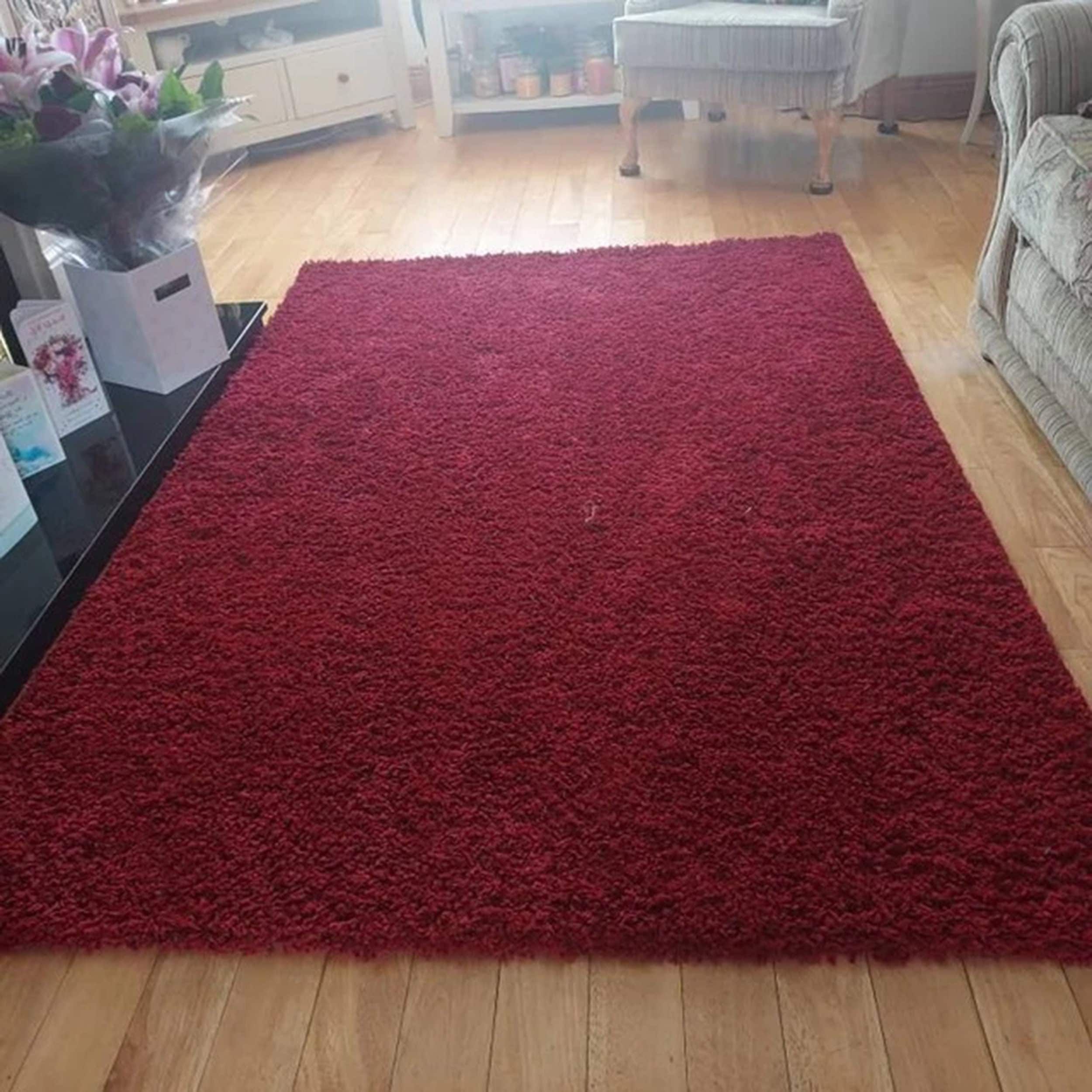 Red Shaggy Rug Super Soft Dark Red Luxury Chic Solid Design – Etsy Finland With Regard To Red Solid Shag Rugs (Photo 12 of 15)
