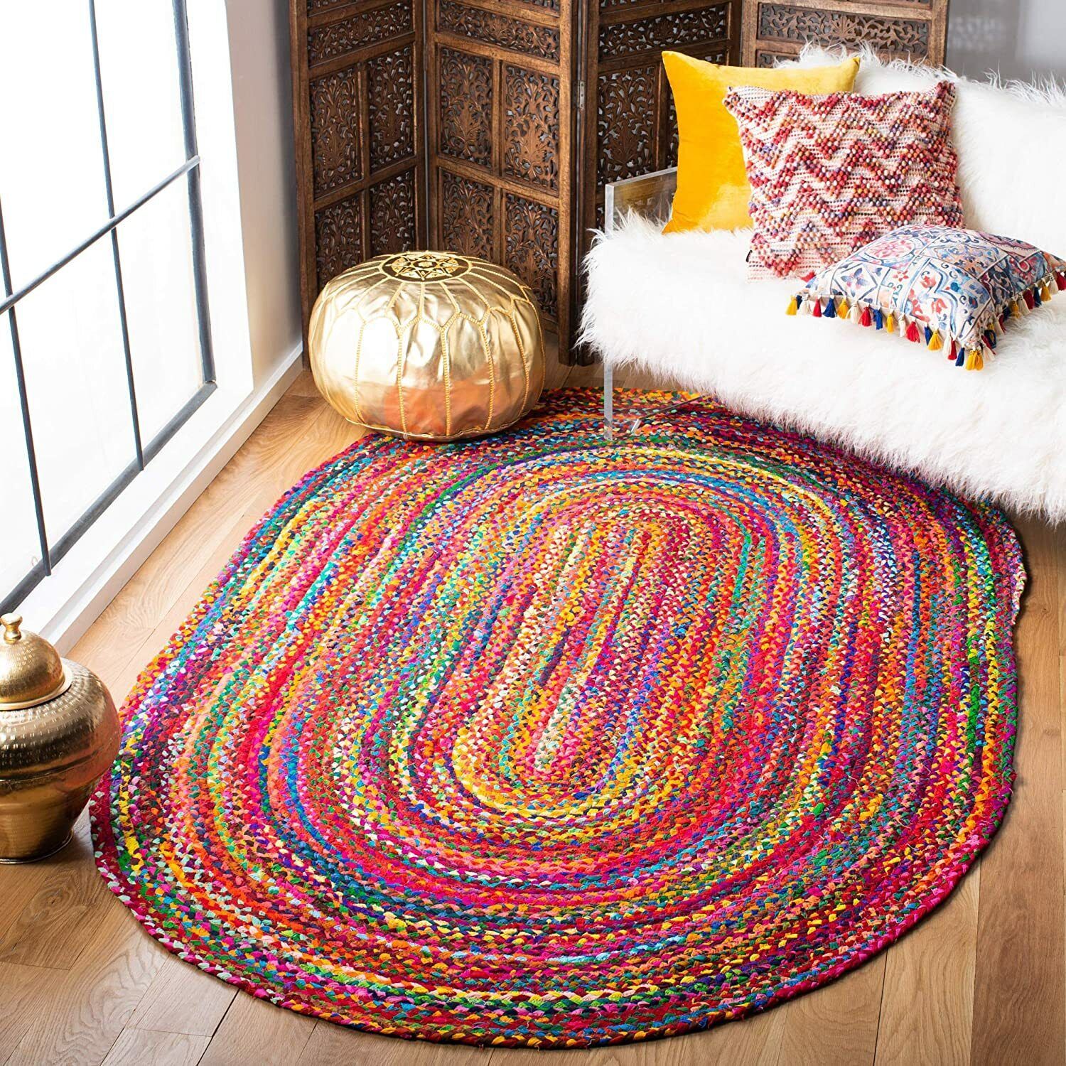 Rug 100% Cotton Handmade Oval Rug Braided Style Modern Look Area Yoga Rugs  Mat | Ebay Throughout Hand Braided Rugs (Photo 11 of 15)