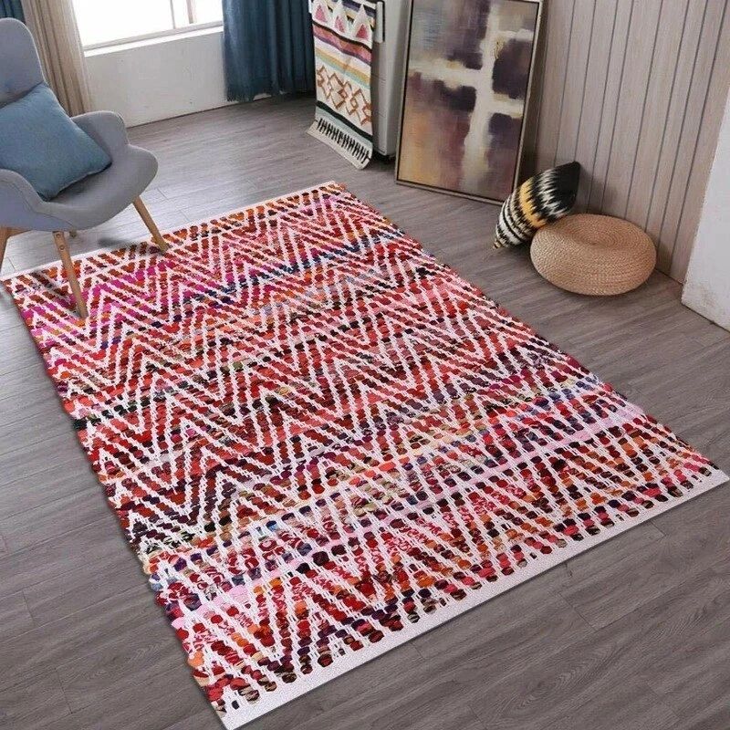 Rug Handmade Cotton Braided Carpet Rustic Look Area Rug Red Rags Decorative  Runner Rugs Large Mat | Aliexpress Inside Hand Braided Rugs (Photo 7 of 15)