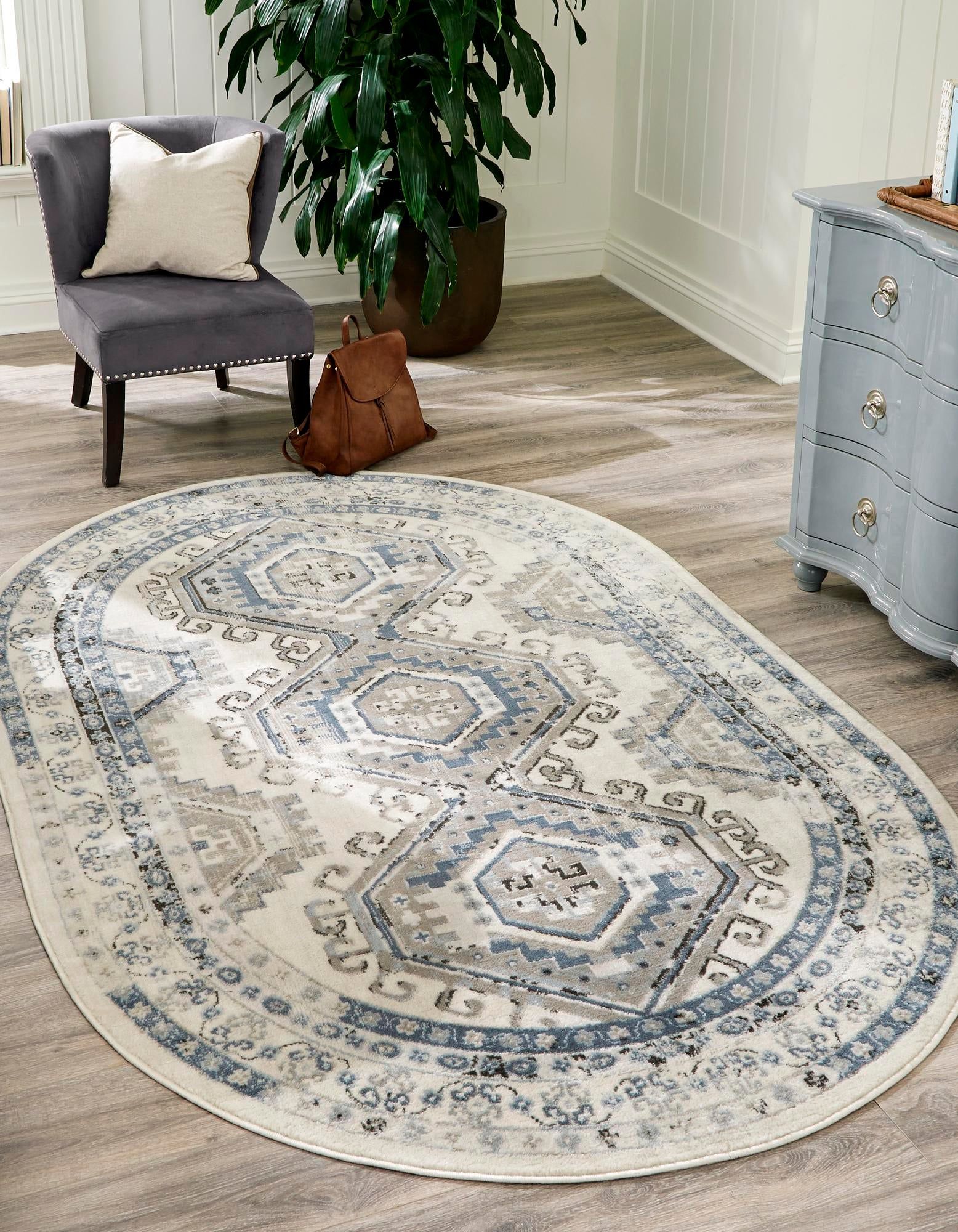Rugs Charlotte Collection Rug – 8' X 10' Oval Aqua Low Pile Rug Perfect  For Living Rooms, Large Dining Rooms, Open Floorplans – Walmart Regarding Timeless Oval Rugs (View 5 of 15)