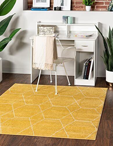 Rugs Lattice Frieze Collection Rug – 7' Square Yellow Medium Rug  Perfect  195987265396 | Ebay Intended For Frieze Square Rugs (Photo 7 of 15)