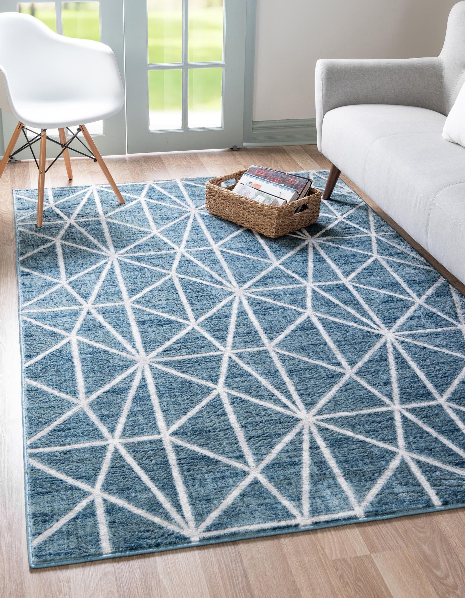 Rugs Lattice Trellis Collection Rug – 10' X 14' Blue Low Pile Rug  Perfect For Living Rooms, Large Dining Rooms, Open Floorplans – Walmart Throughout Lattice Indoor Rugs (View 3 of 15)