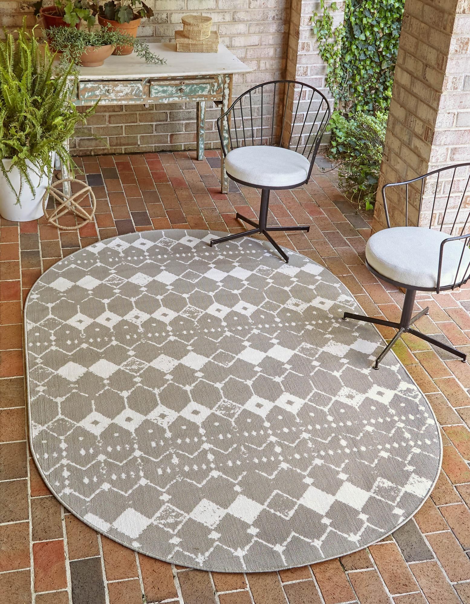 Rugs Outdoor Lattice Collection Rug – 8' X 10' Oval Gray Flatweave Rug  Perfect For Living Rooms, Large Dining Rooms, Open Floorplans – Walmart Inside Lattice Oval Rugs (Photo 11 of 15)