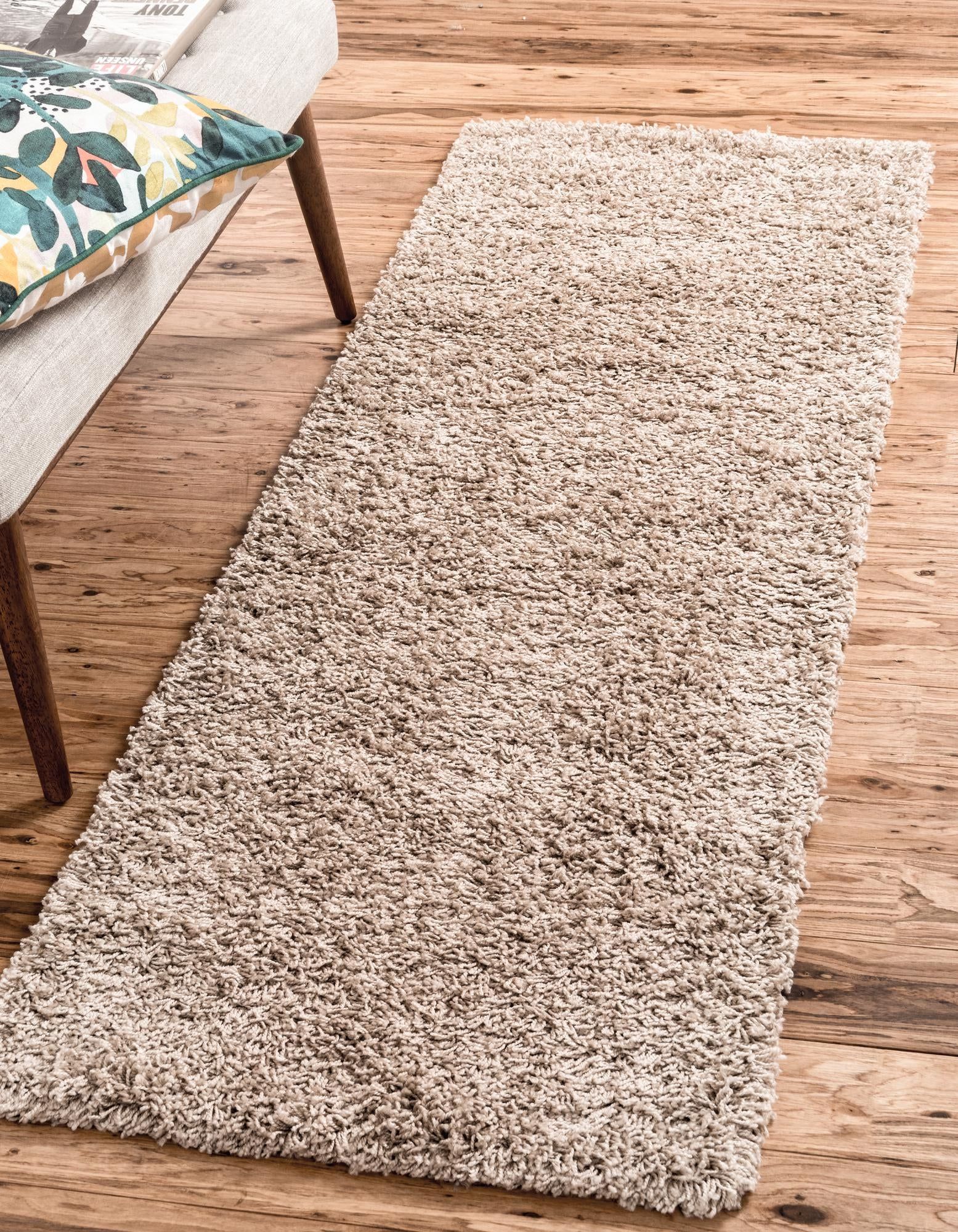 Rugs Solid Shag Collection Rug – 20 Ft Runner Taupe Shag Rug Perfect  For Hallways, Entryways – Walmart With Regard To Solid Shag Rugs (View 12 of 15)