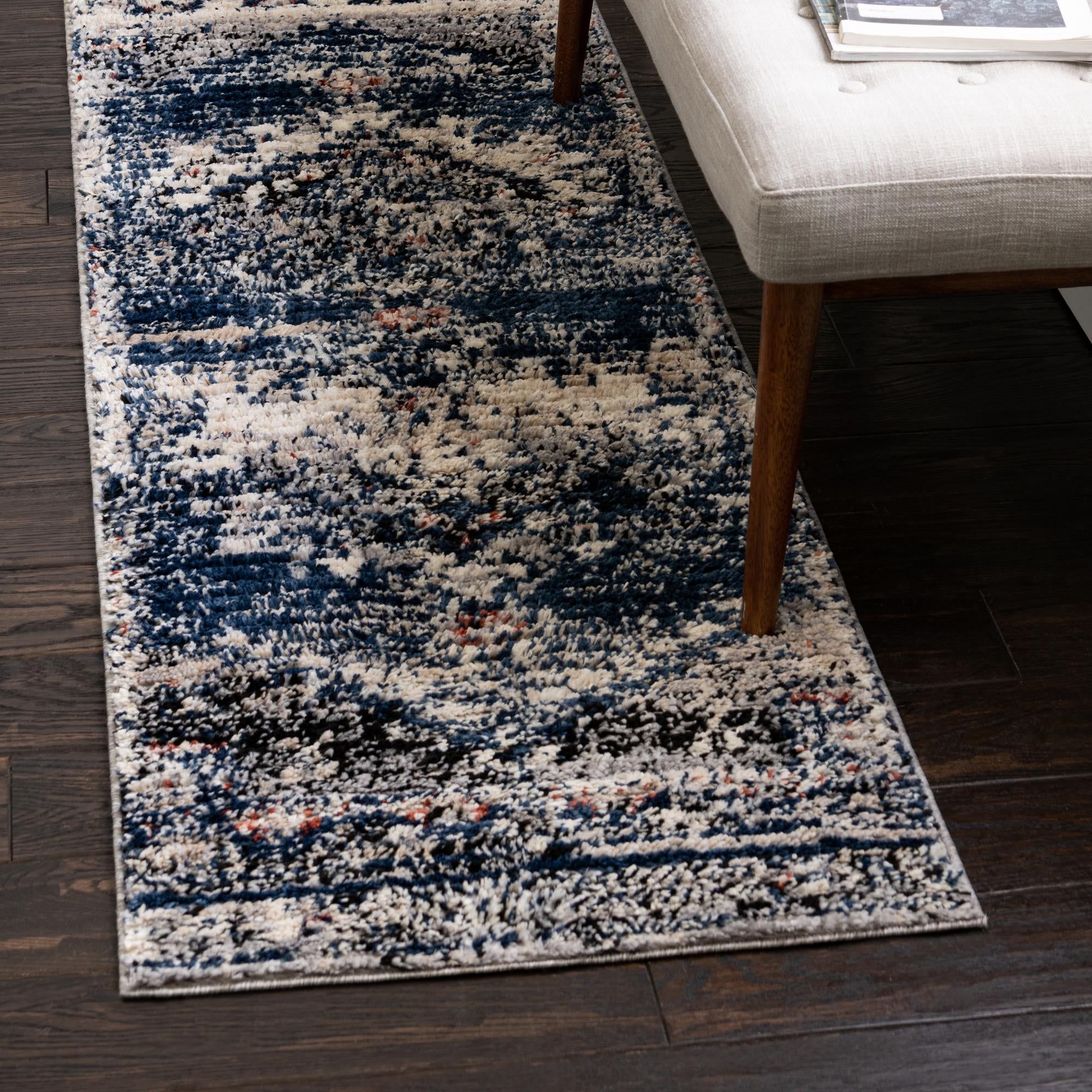 Rugs Tucson Collection Rug – 12 Ft Runner Blue Low Rug Perfect For  Hallways, Entryways – Walmart Regarding Blue Tucson Rugs (Photo 4 of 15)