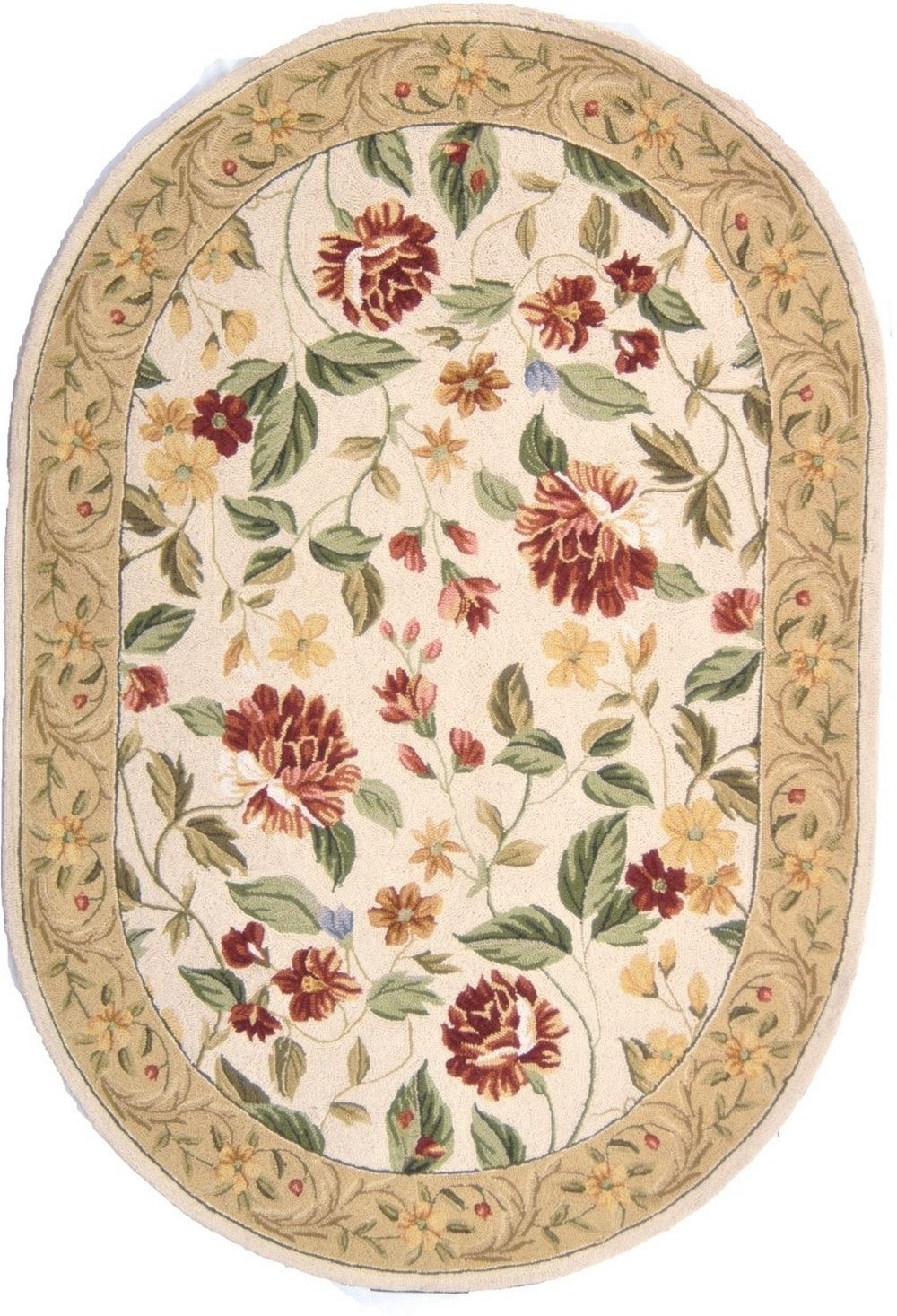 Safavieh 5 X 7 Wool Ivory/beige Oval Indoor Floral/botanical Area Rug In  The Rugs Department At Lowes Intended For Botanical Oval Rugs (Photo 1 of 15)