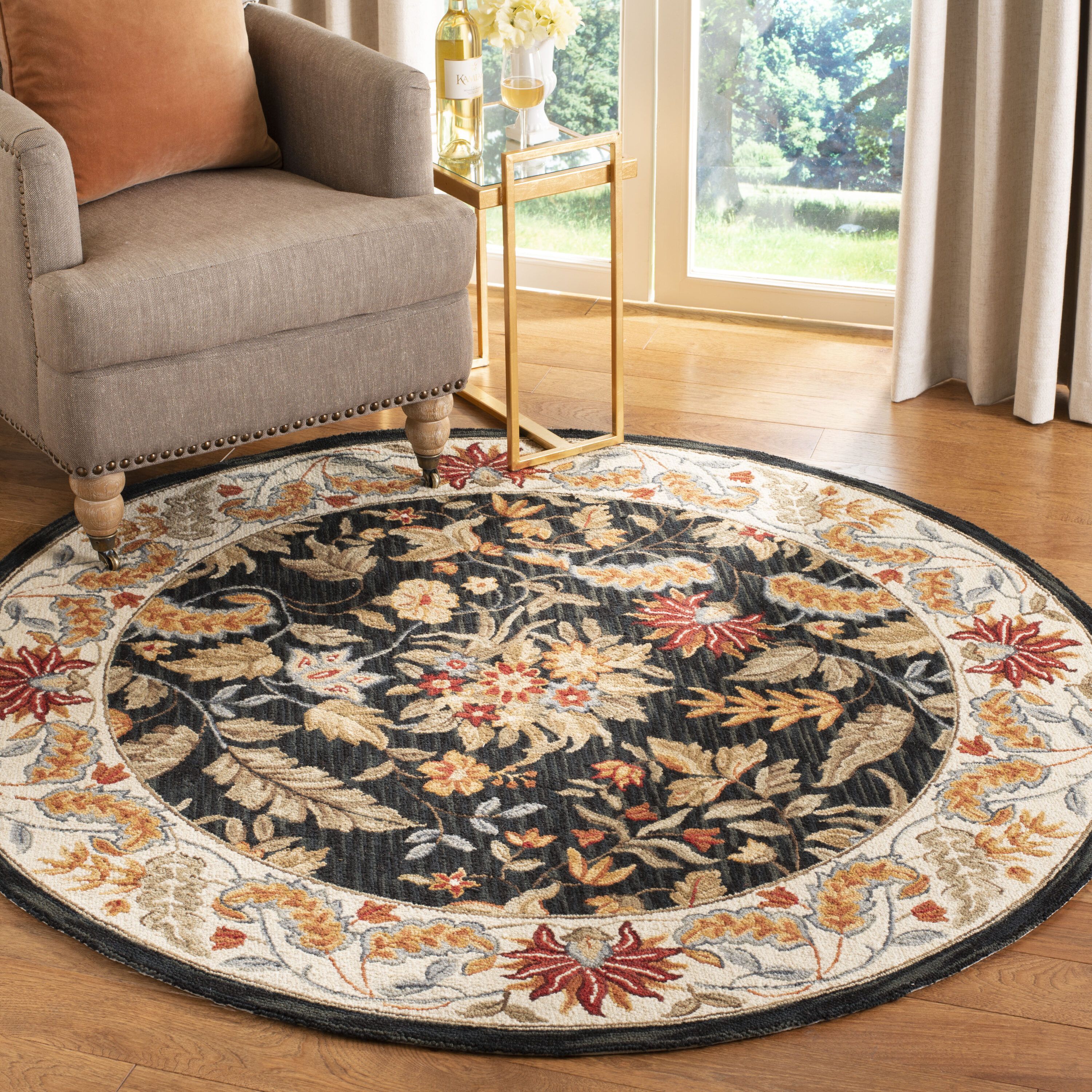 Safavieh 8 X 10 Wool Black Oval Indoor Floral/botanical Farmhouse/cottage  Area Rug In The Rugs Department At Lowes In Botanical Oval Rugs (View 6 of 15)