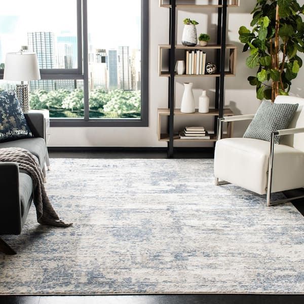 Safavieh Amelia Ivory/blue 9 Ft. X 12 Ft. Abstract Distressed Area Rug  Ala700a 9 – The Home Depot Inside Ivory Blue Rugs (Photo 12 of 15)